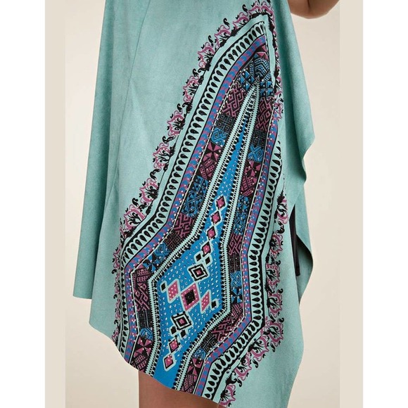 Boho Vixen Vest Faux Suede Embellished Sage Size S - Picture 2 of 11